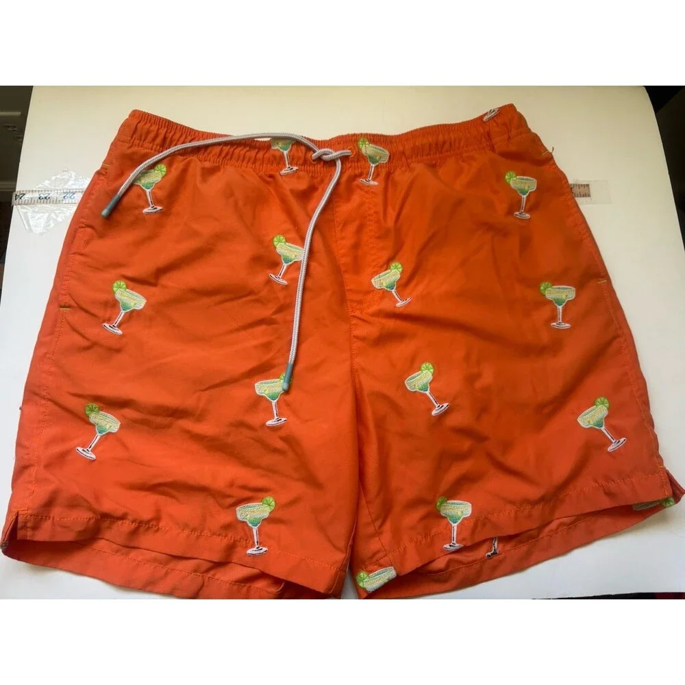 Tommy Bahama Men’s Swim Trunks Orange Margarita Print Size Large